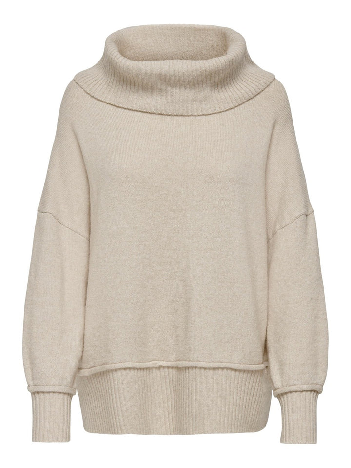 Onlhazel Ls Cowlneck Bf Knt - Beige