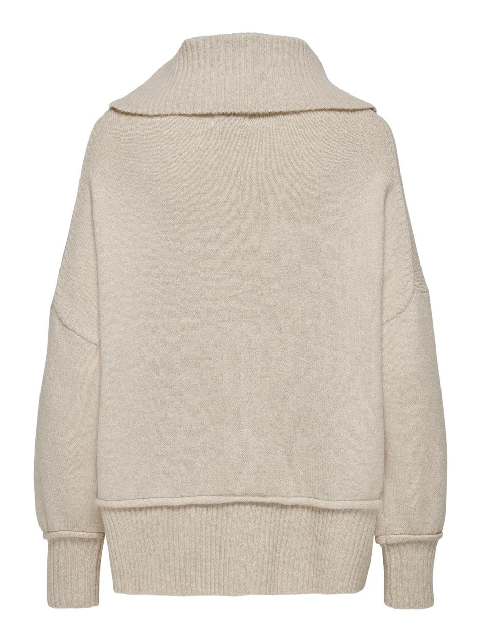 Onlhazel Ls Cowlneck Bf Knt - Beige