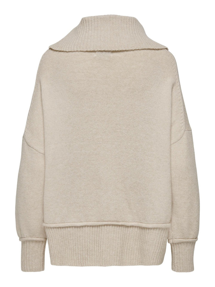 Onlhazel Ls Cowlneck Bf Knt - Beige