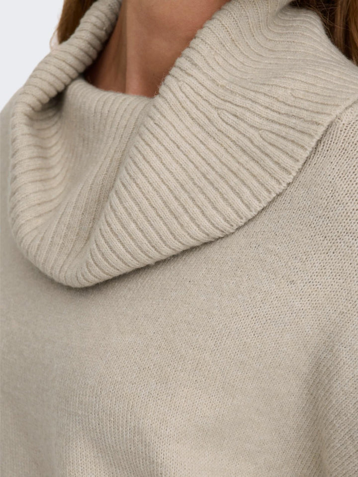 Onlhazel Ls Cowlneck Bf Knt - Beige