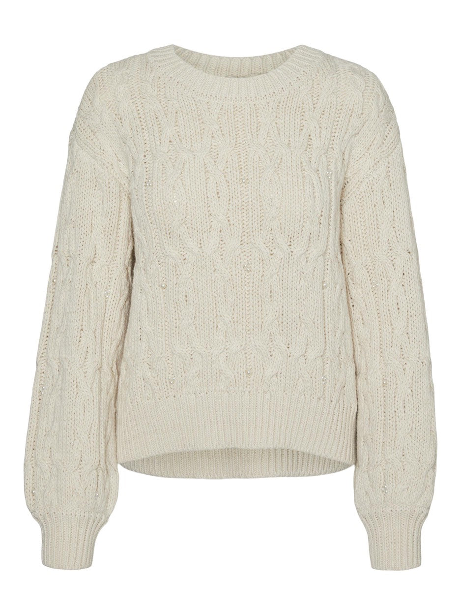 Vmanemone Ls O-neck Pullover Ga - Beige