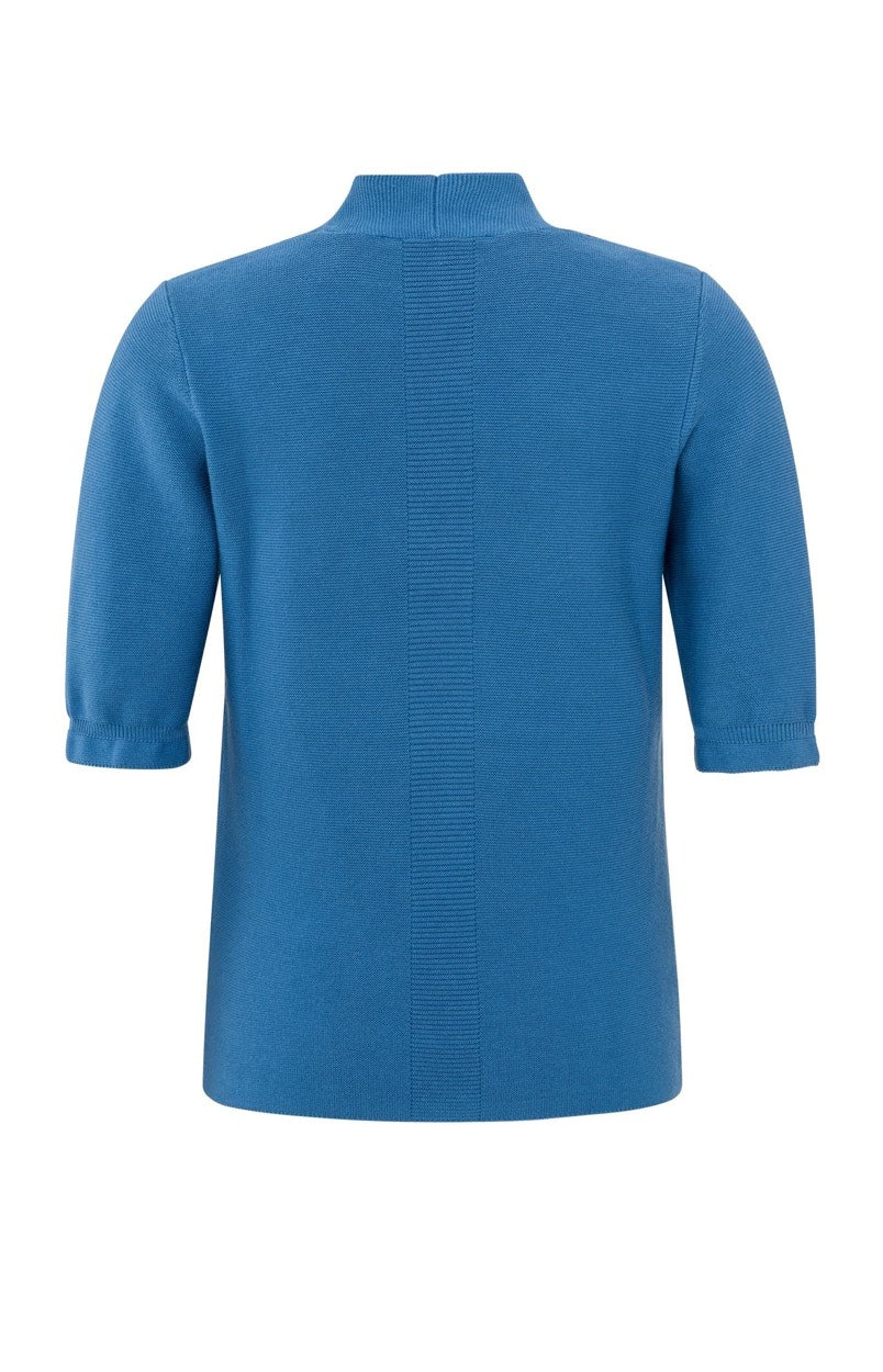 V-neck Short Sleeve Sweater - Kobalt