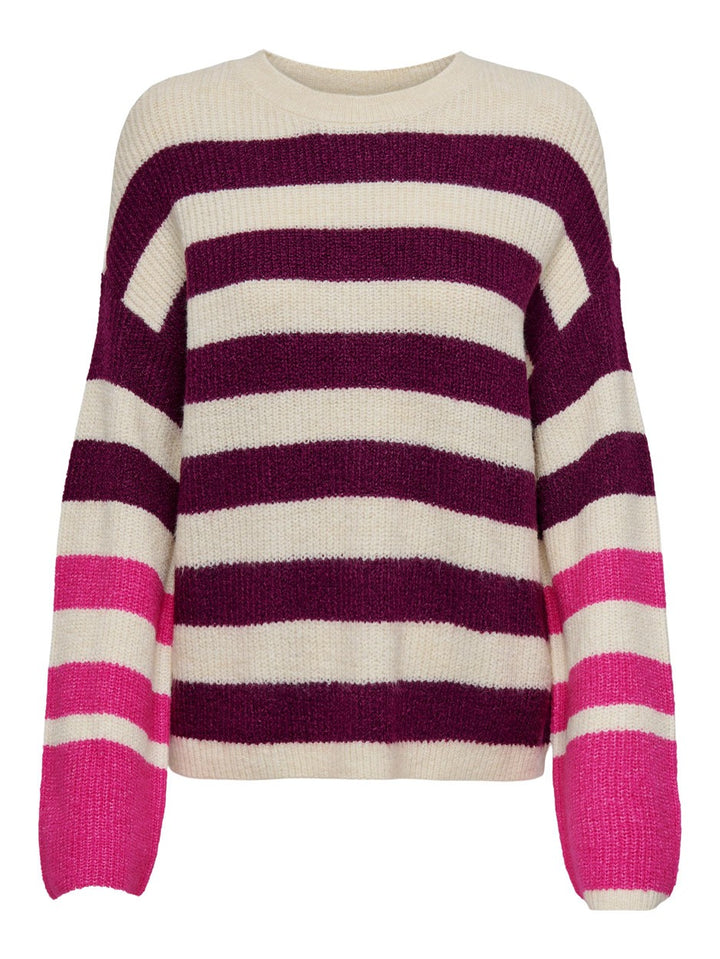 Jdydrea L/s Oneck Wide Sl Stripe Pu - Paars Dessin