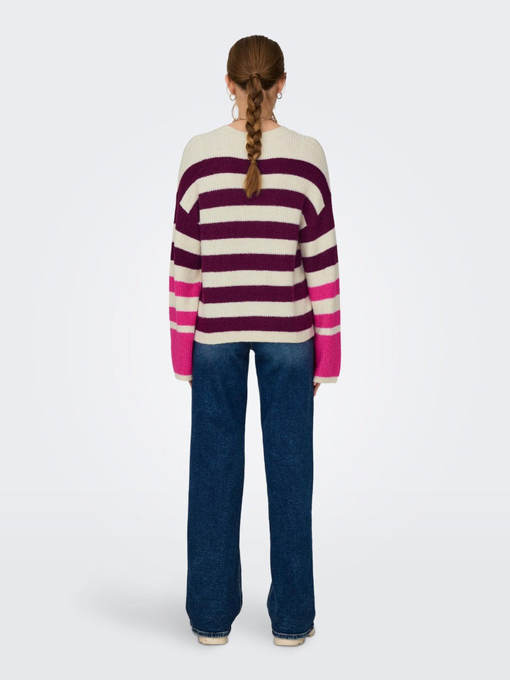 Jdydrea L/s Oneck Wide Sl Stripe Pu - Paars Dessin