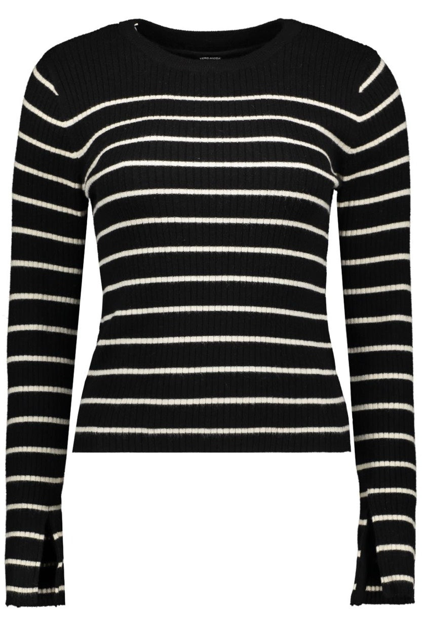 Vmgold Rib Ls O-neck Pullover - Zwart Dessin