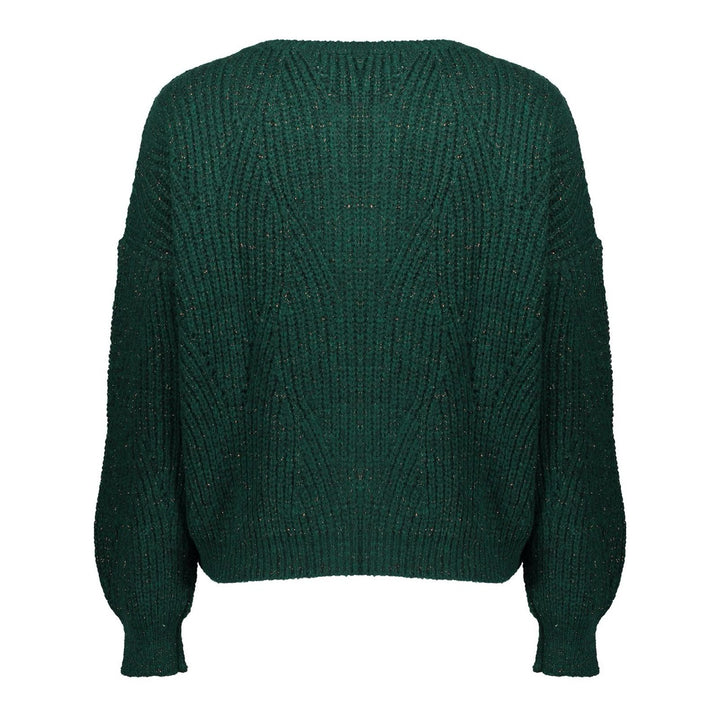 Cardigan Ajour Round Neck Lurex - Groen Dessin