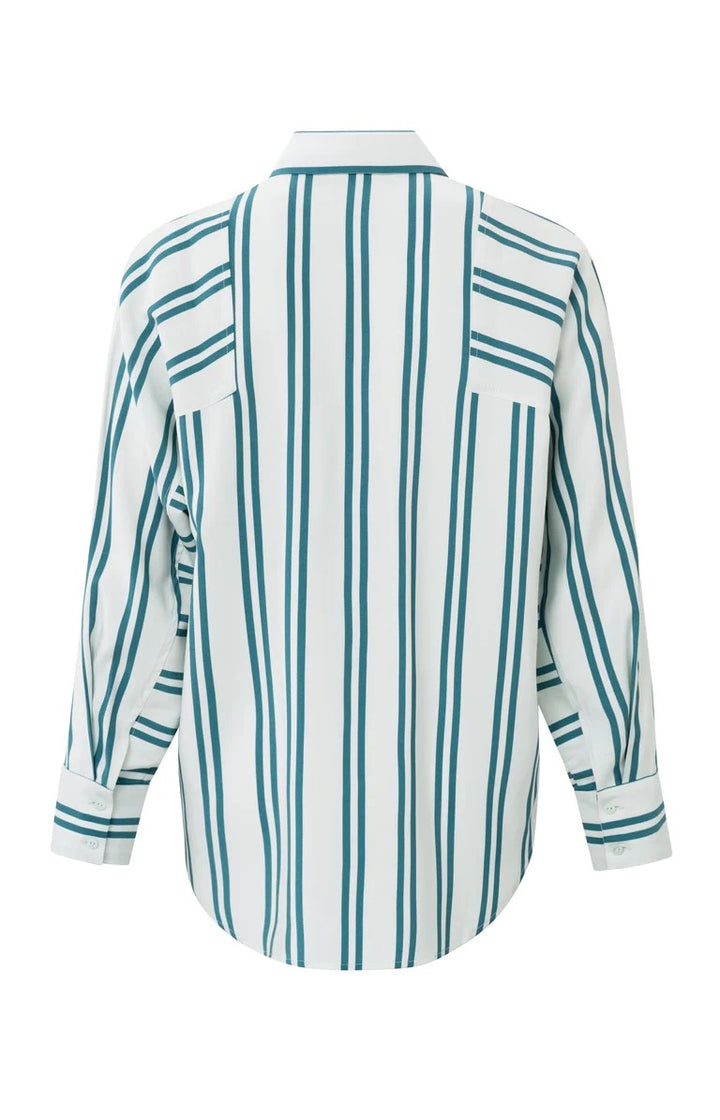 Asymetric Stripe Blouse - Wit Dessin