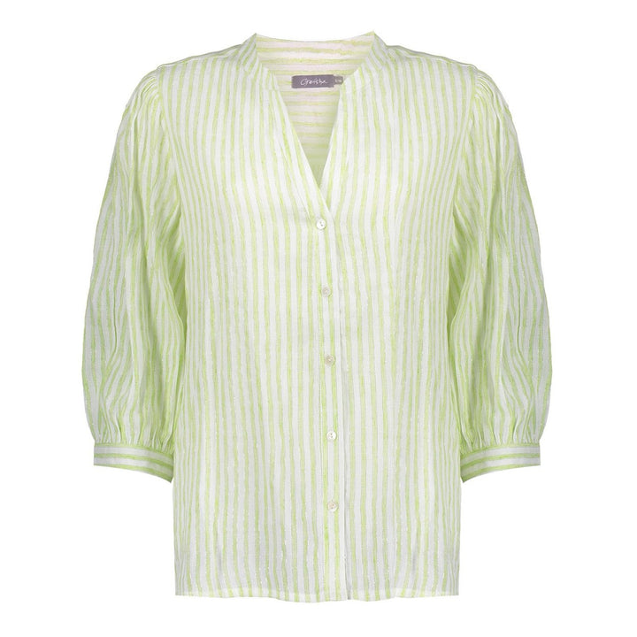 Blouse Striped With Lurex - Groen Dessin