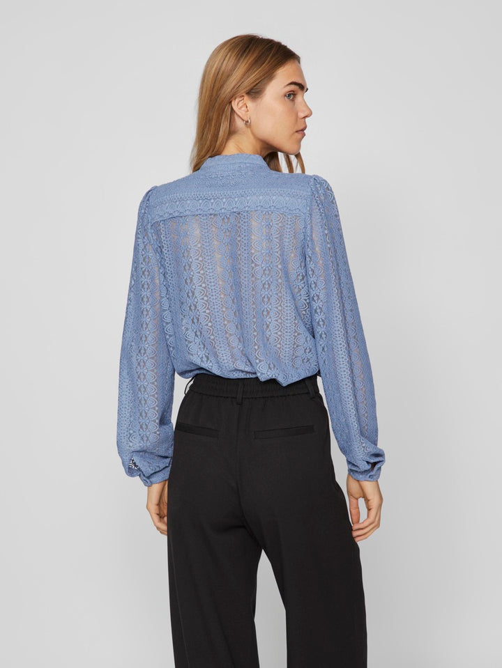 Vichikka Lace L/s Shirt- Noos - Lichtblauw