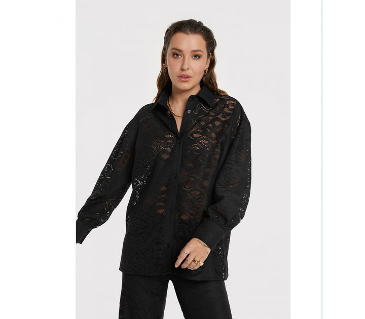 Heavy Lace Blouse - Zwart