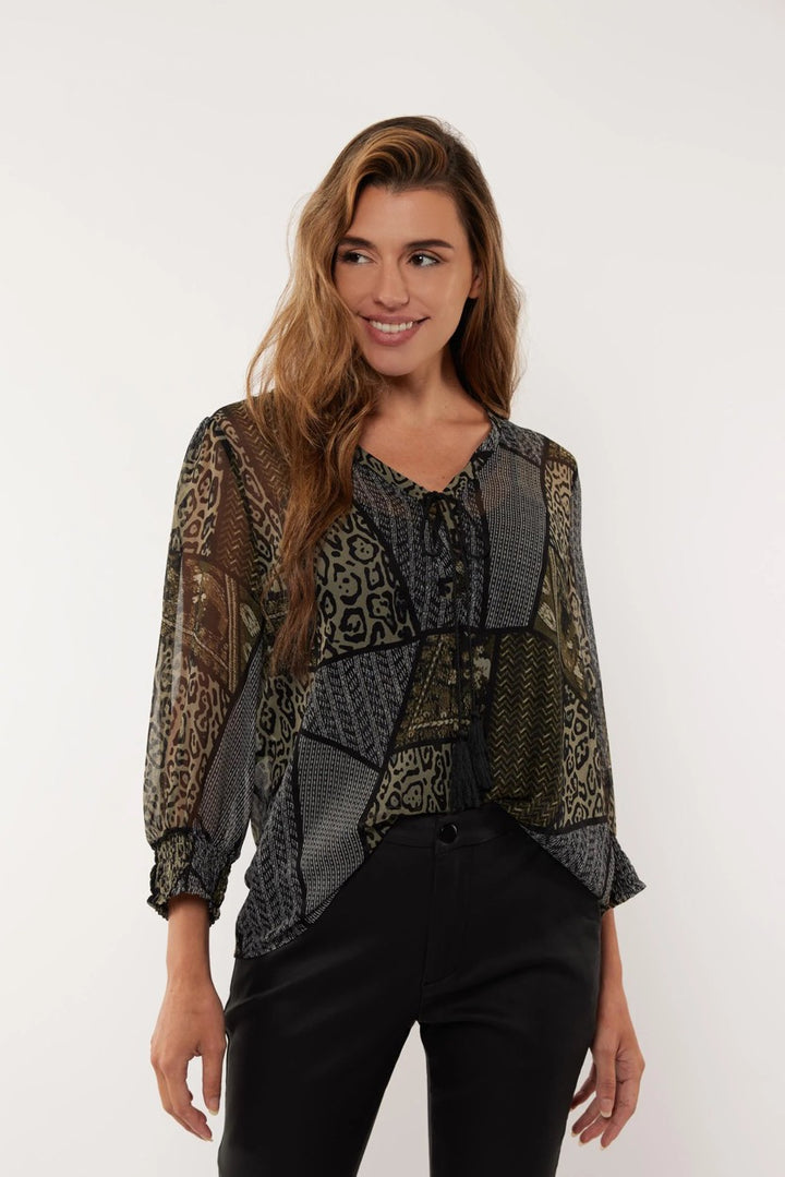 Maureen Blouse - Zwart Dessin