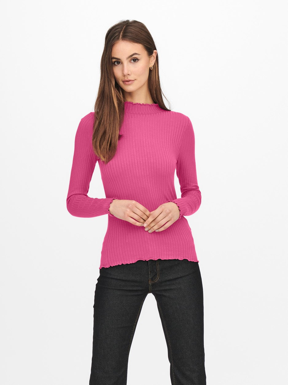 Jdyfransiska L/s Highneck Top Jrs N - Roze