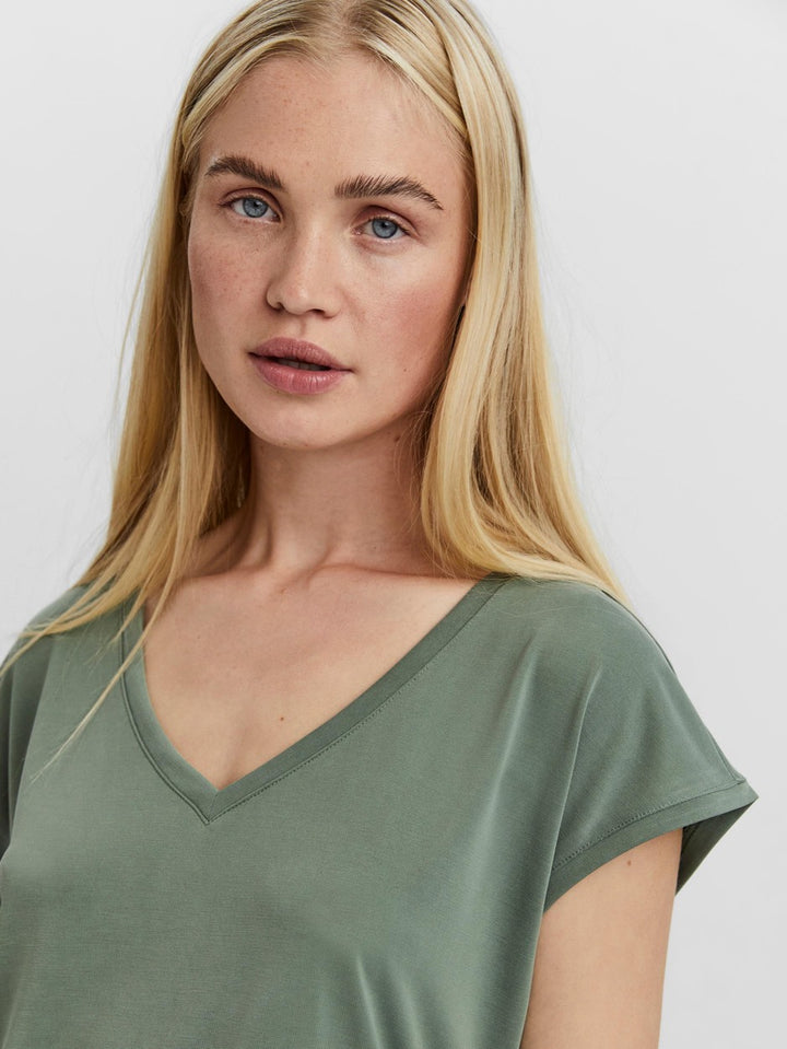 Vmfilli Ss V-neck Tee Ga Noos - Olijf