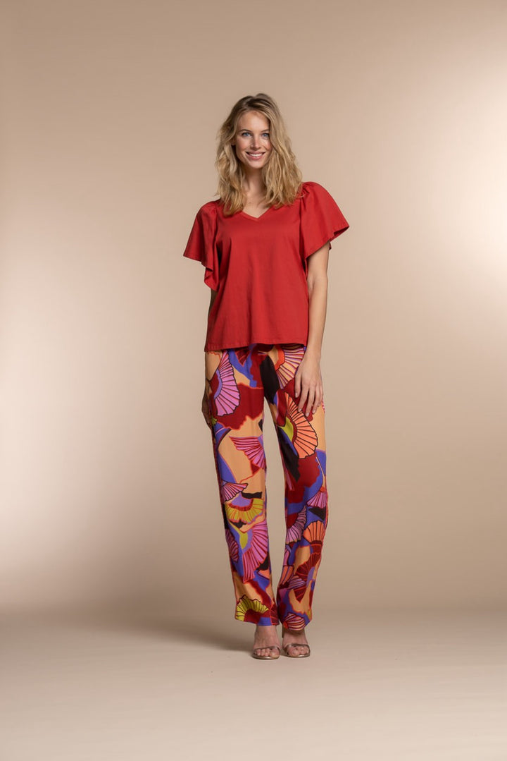 T-shirt Butterfly Sleeves - Steenrood