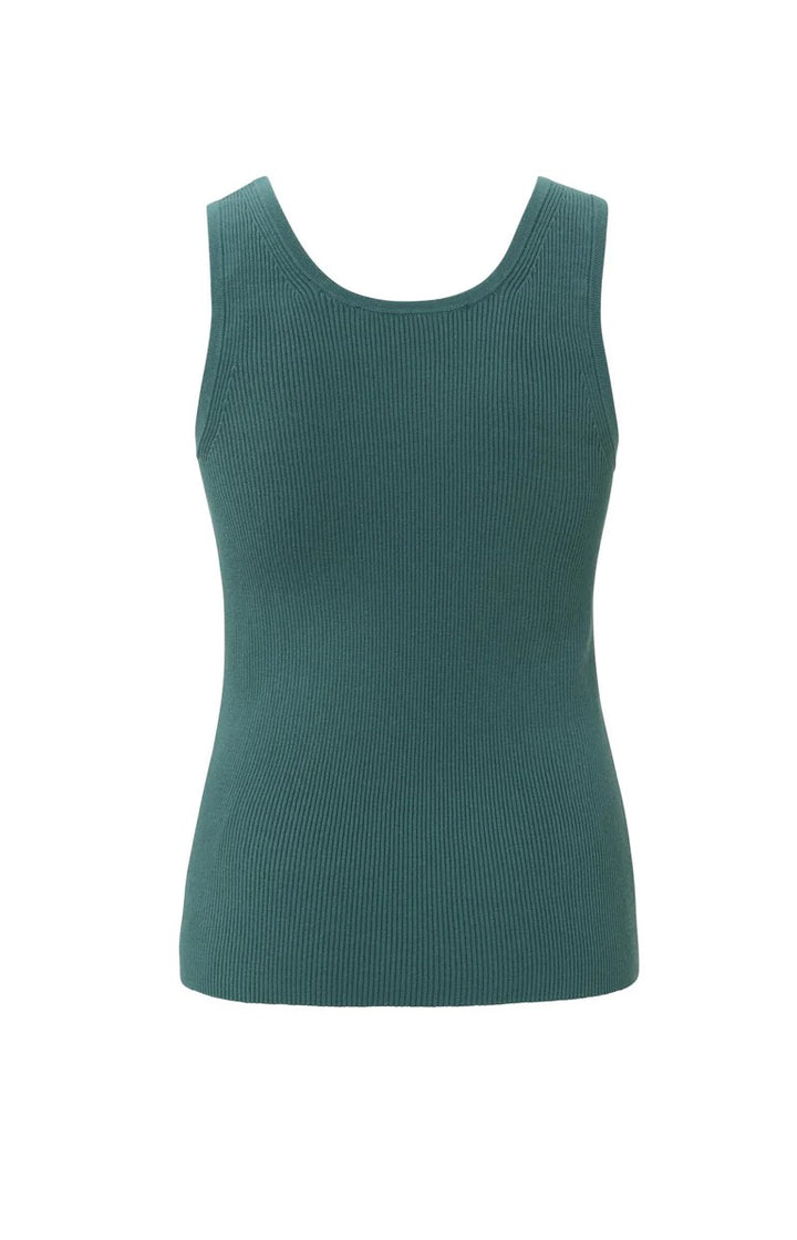 Round Neckline Rib Tanktop - Petrol Blauw