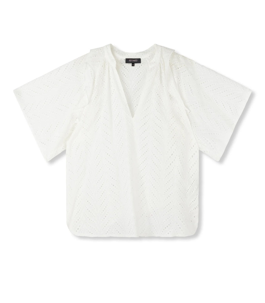 Missy Ladies Woven Short Sleeve Top - Off-white