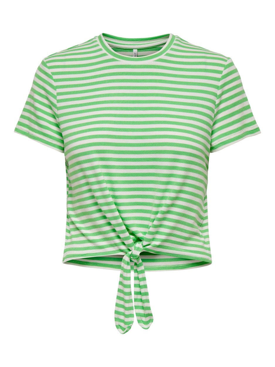 Onlbelia S/s Knot Top Box Jrs - Groen Dessin