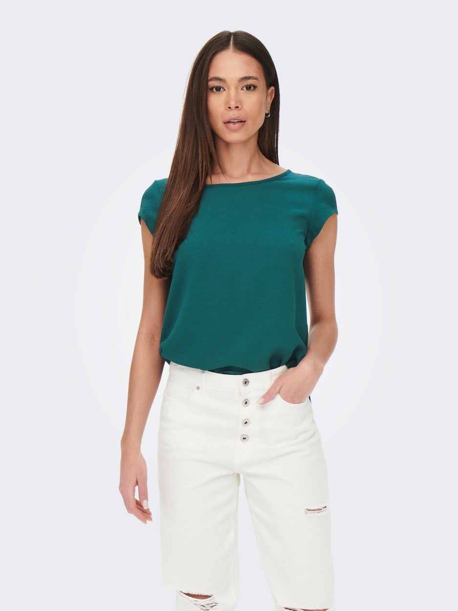 Onlvic S/s Solid Top Noos Ptm - Petrol Blauw