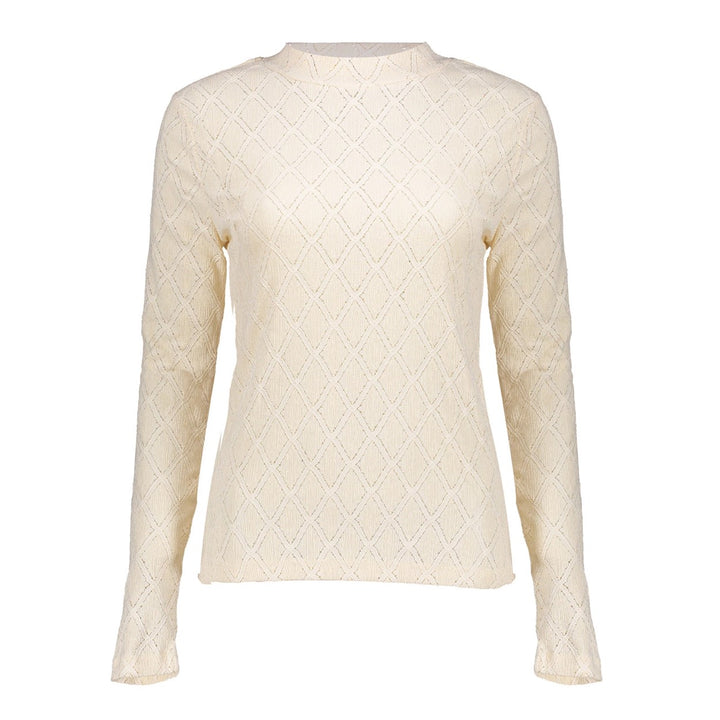 Top Longsleeve Rollneck Ajour - Beige