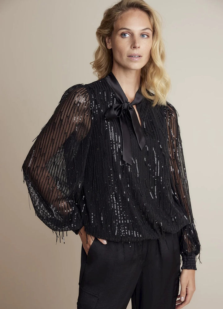 Top Fringe Sequins - Zwart