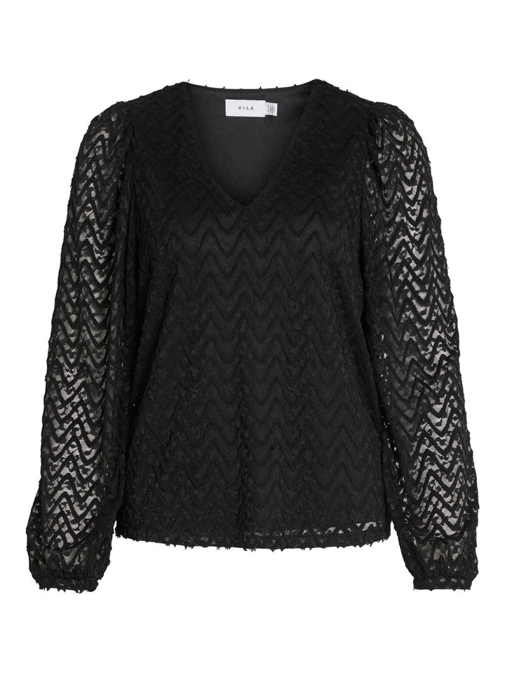 Vifary V-neck L/s Top - Zwart