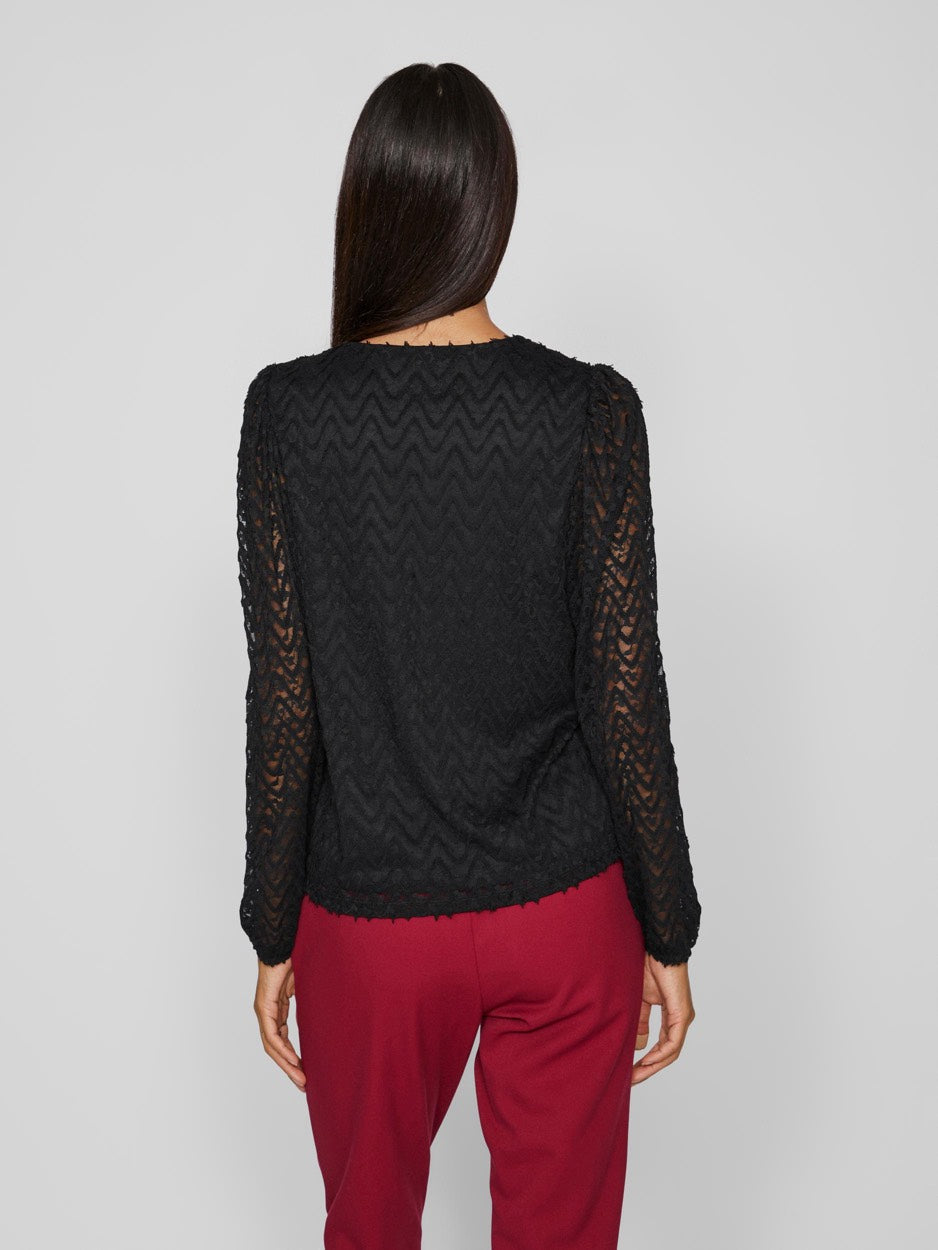 Vifary V-neck L/s Top - Zwart