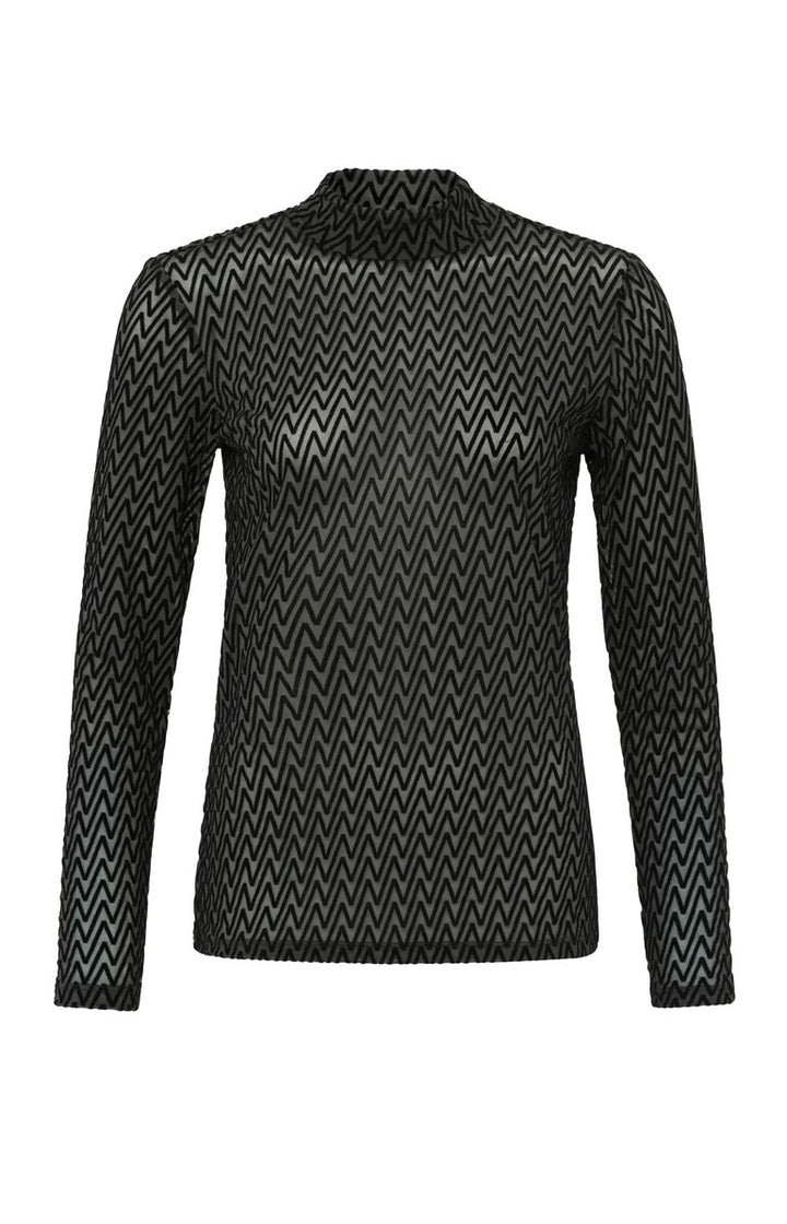 Velvet Print Mesh Top - Grijs Dessin