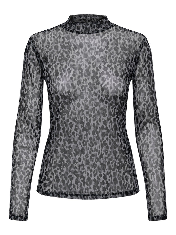 Jdyelsa L/s Highneck Mesh Top Jrs - Grijs Dessin