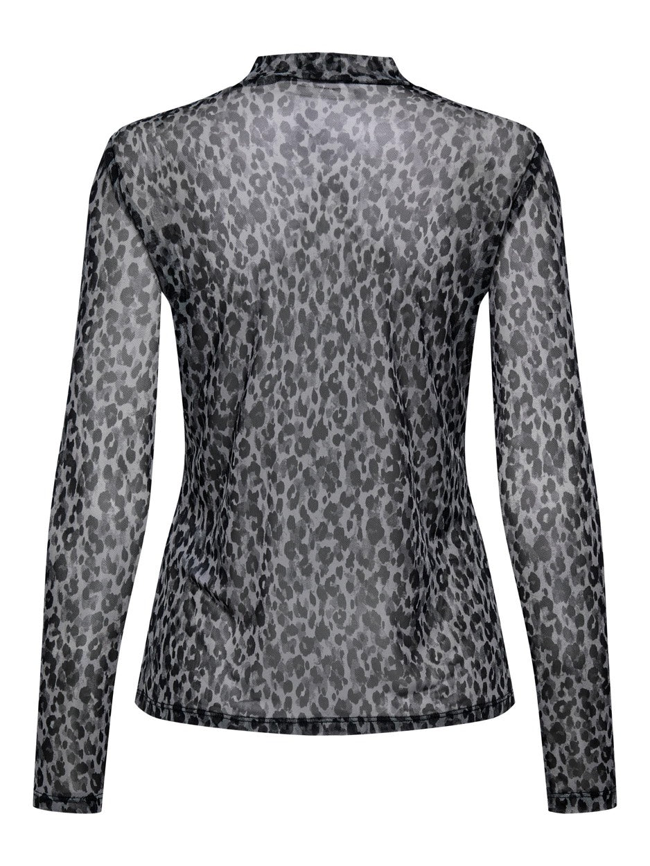 Jdyelsa L/s Highneck Mesh Top Jrs - Grijs Dessin