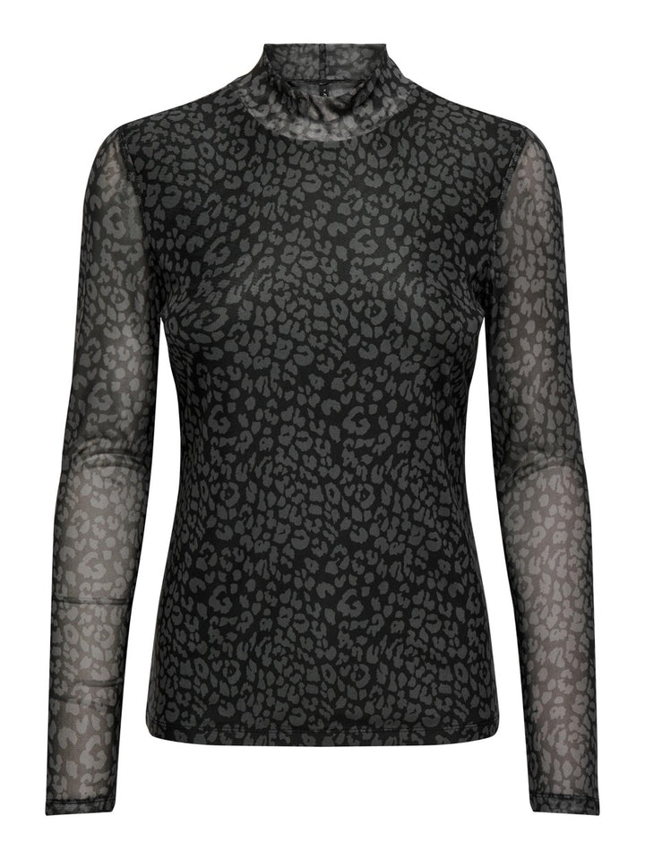 Onlerica L/s High Neck Top Jrs - Zwart Dessin