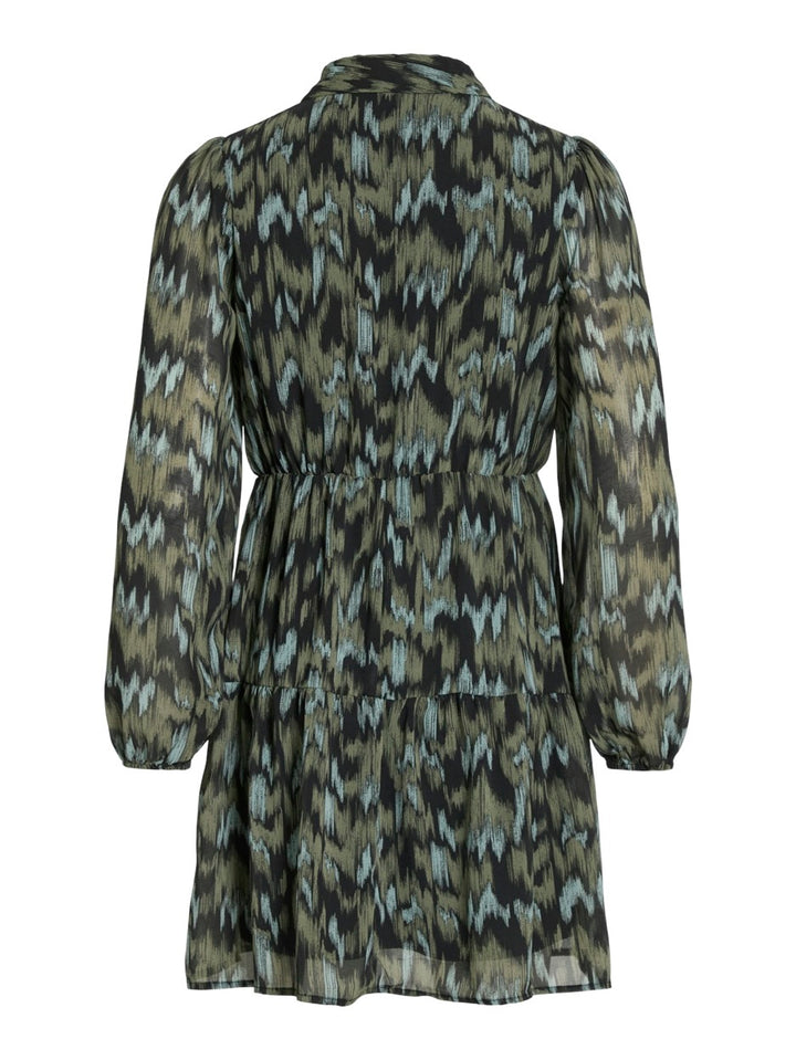 Vimaria L/s Button Dress - Groen Dessin