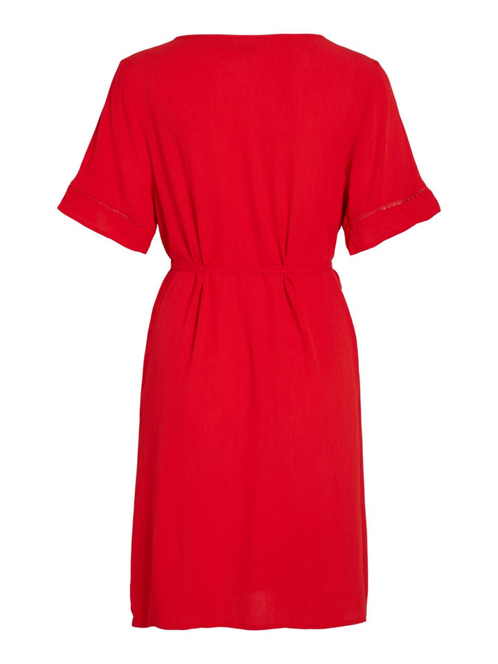 Vimesa Detail V-neck S/s Dress/su - - Rood