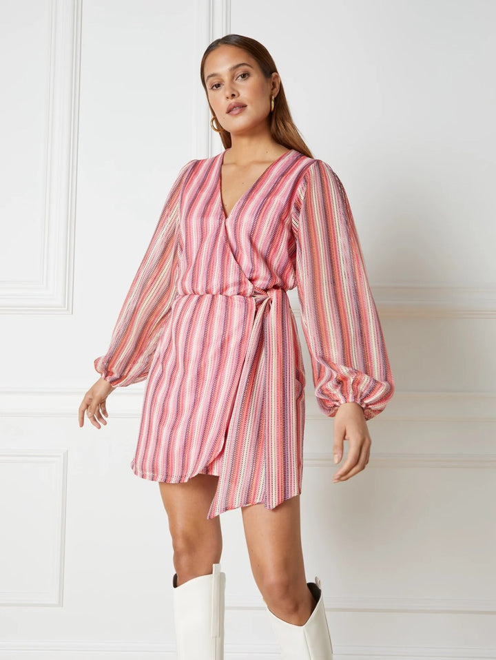 Lotte Ladies Knitted Wrap Dress - Roze Dessin