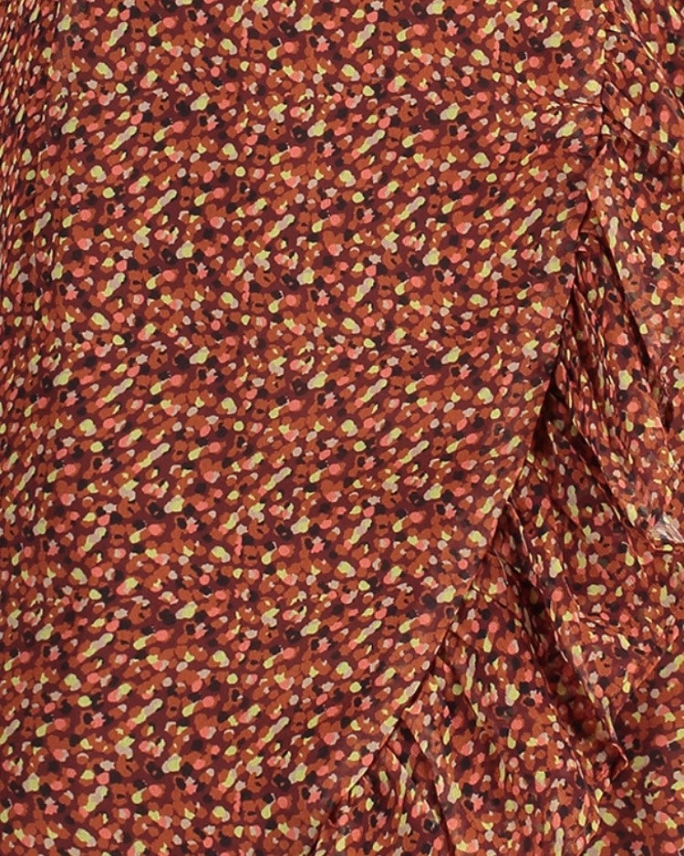 Rose Ls Confetti-pes 01 Mini Dress Long Sleeve - Bruin Dessin