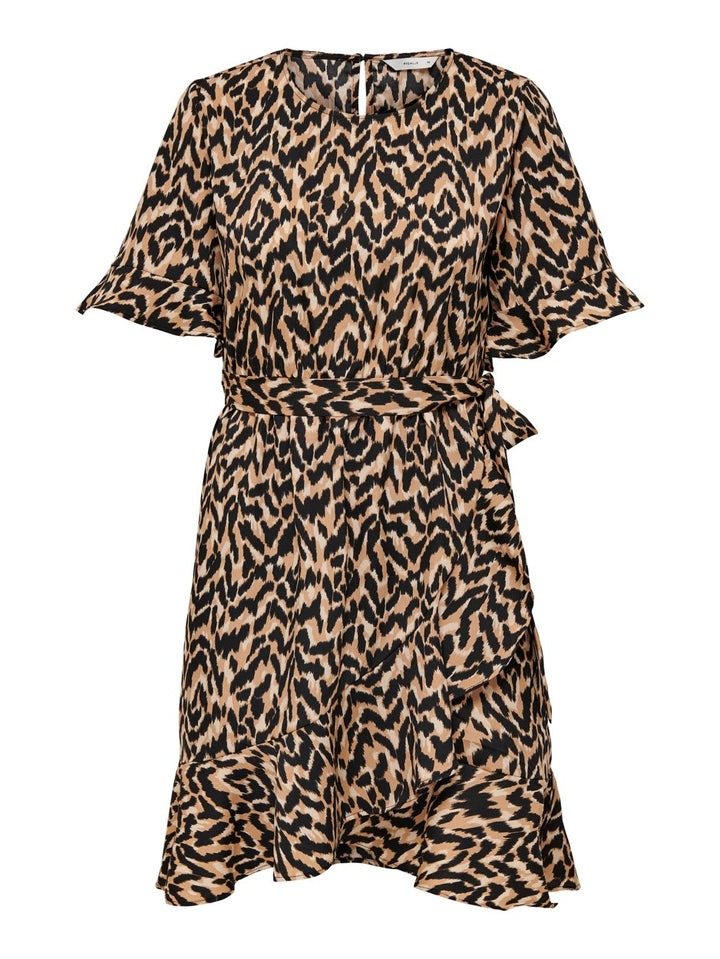 Onlnew Olivia S/s Short Wrap Dress - Bruin Dessin