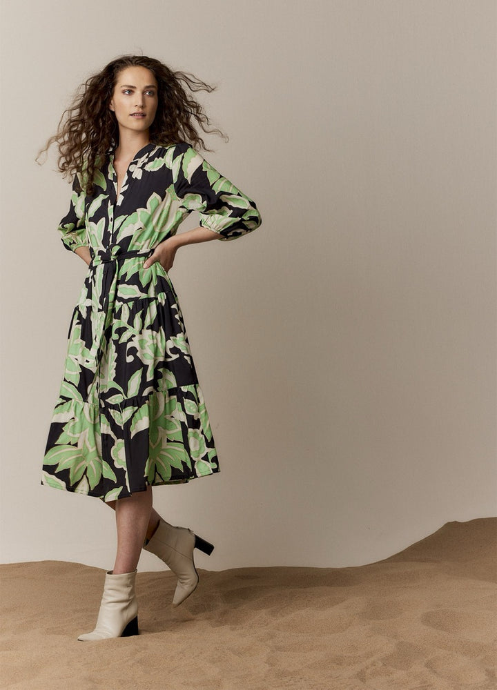 Dress Floral Print - Groen Dessin