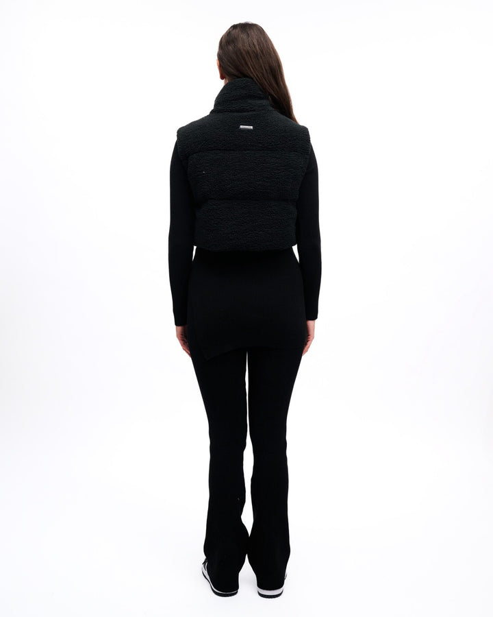 Cropped Sherpa Bodywarmer - Zwart