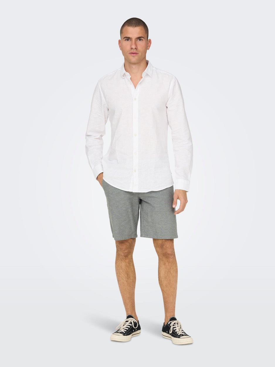 Onsmark 0011 Cotton Linen Shorts No - Grijs