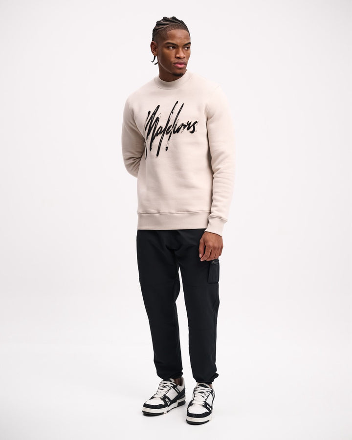 Destroyed Signature Sweater - Beige