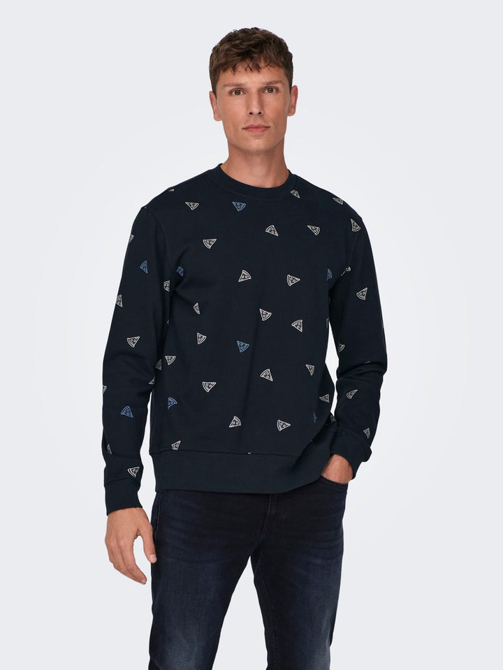 Onsbernard Reg Ditsy Crew Neck - Navy