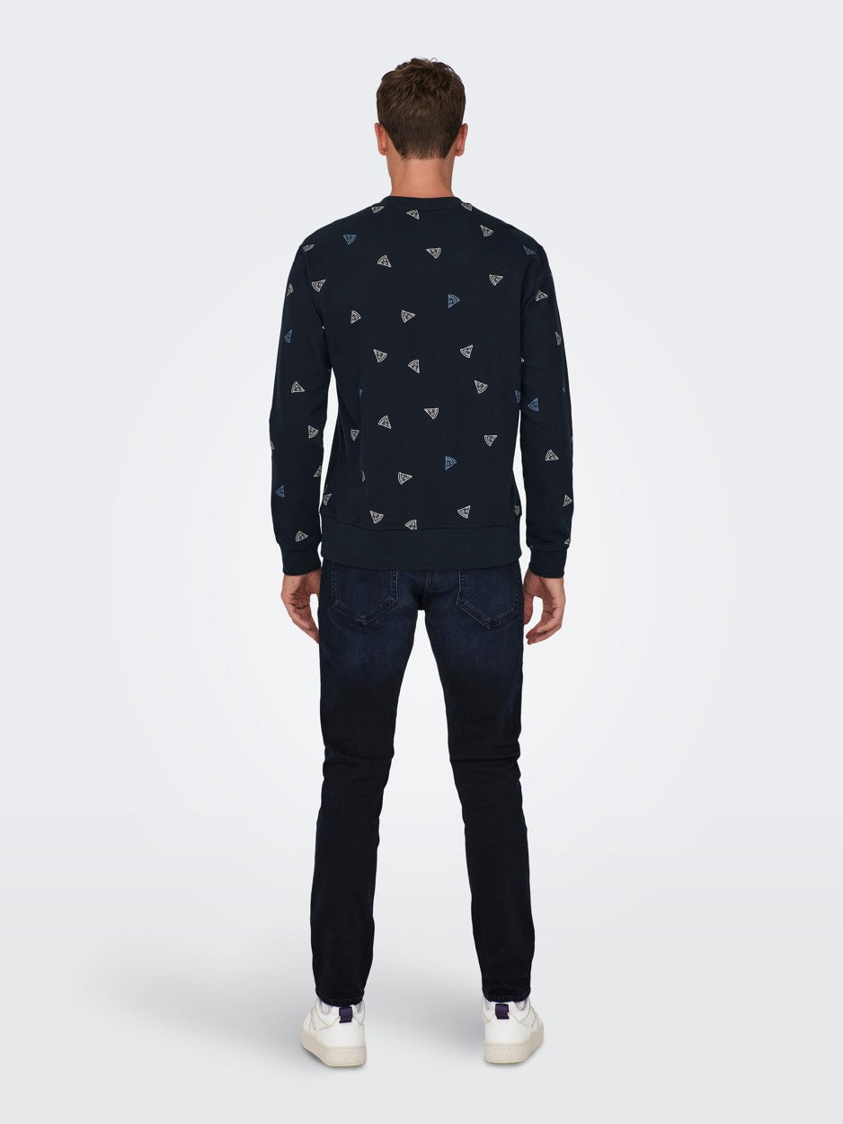 Onsbernard Reg Ditsy Crew Neck - Navy