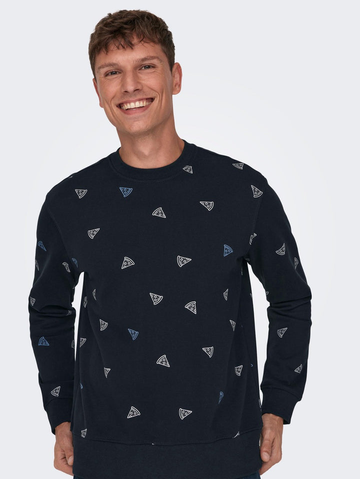 Onsbernard Reg Ditsy Crew Neck - Navy