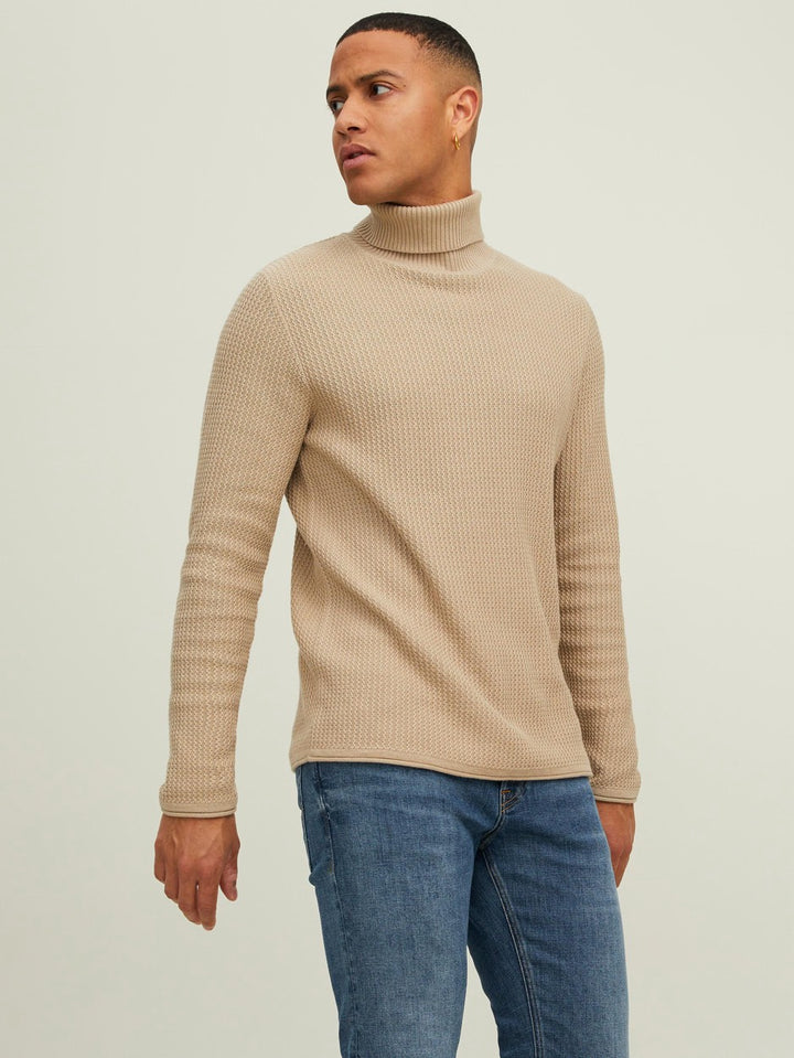 Jprblucarlos Knit Roll Neck - Beige