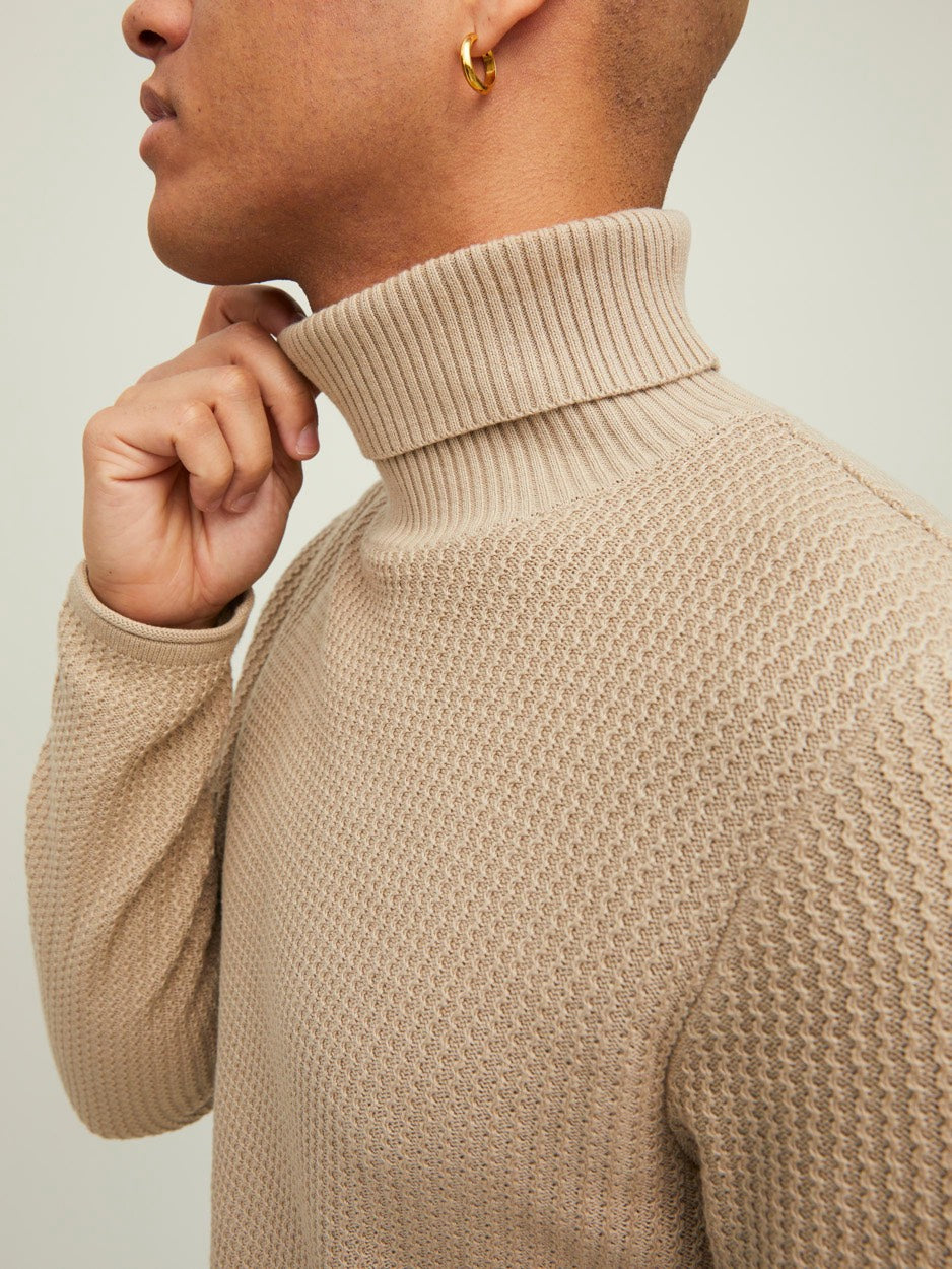 Jprblucarlos Knit Roll Neck - Beige