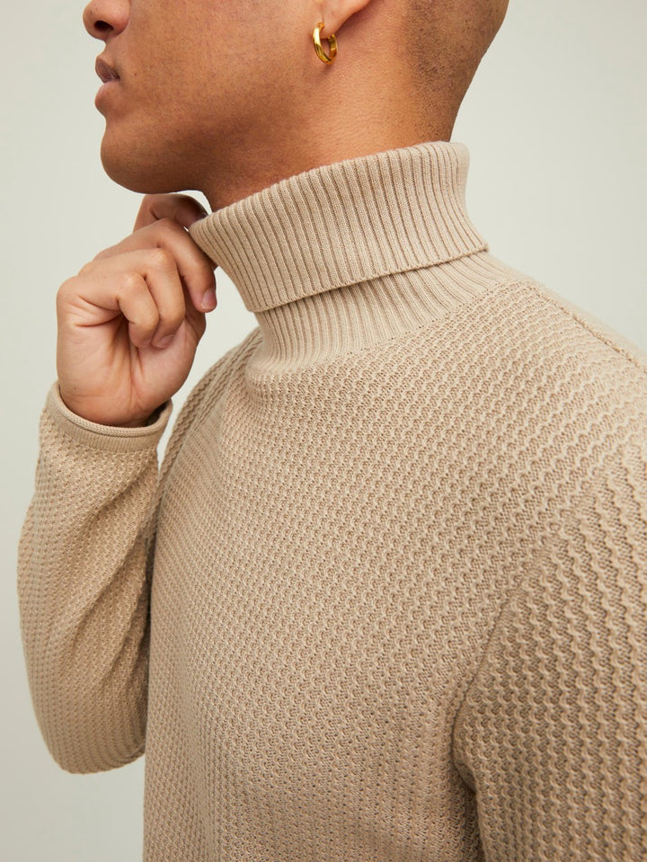 Jprblucarlos Knit Roll Neck - Beige