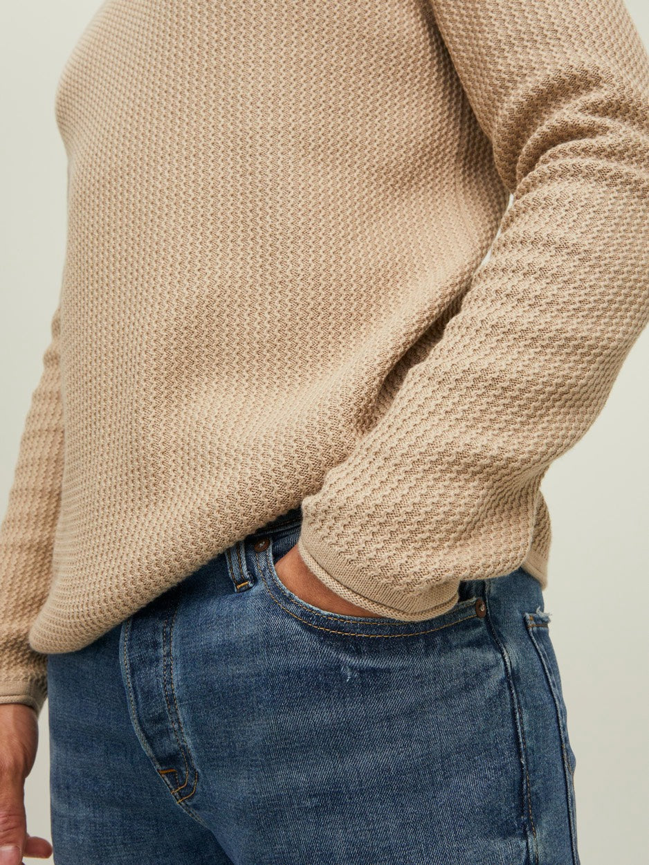 Jprblucarlos Knit Roll Neck - Beige