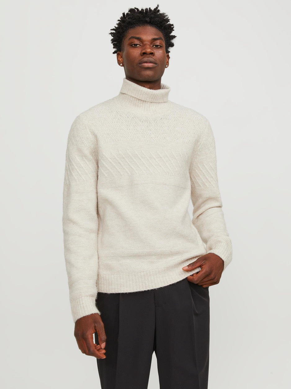 Jprccmilo Knit Roll Neck Bf - Beige