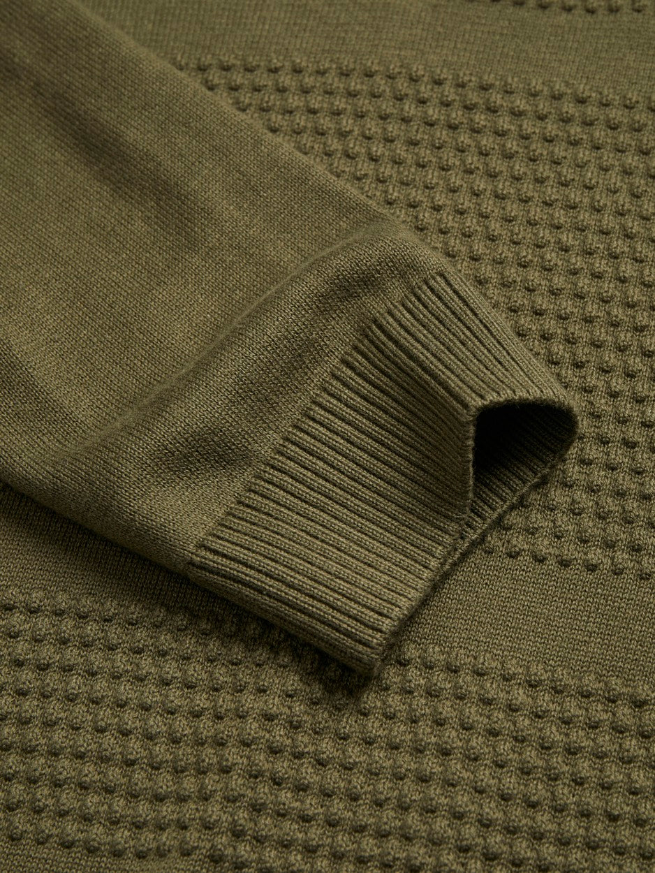 Jcochris Bubble Stitch Knit Roll Ne - Olijf