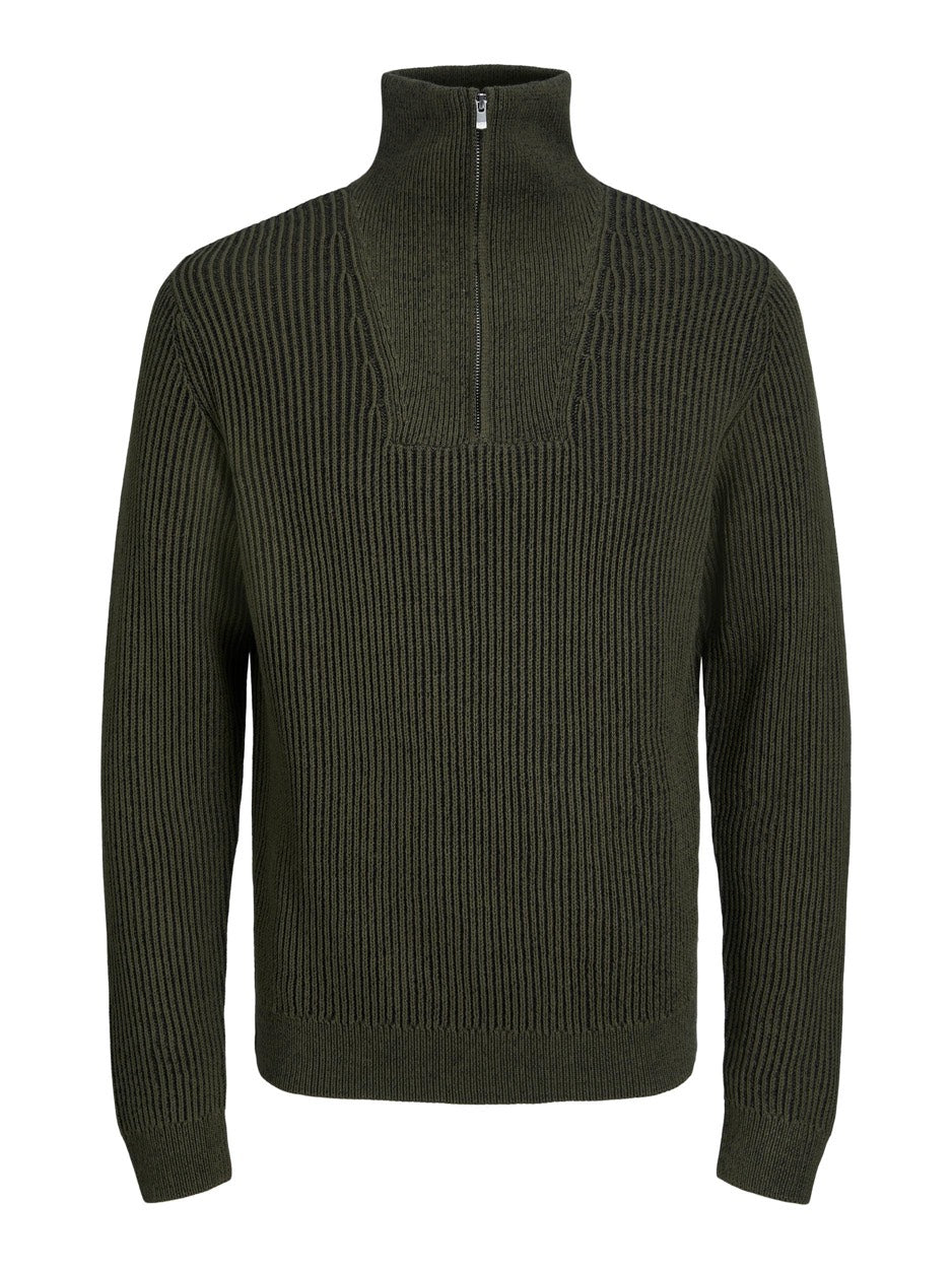 Jprblacharlie Knit Half Zip - Donkergroen