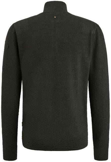 Half Zip Collar Cotton Knit - Donkergroen